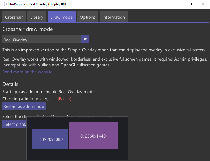 Custom crosshair in Real Overlay mode